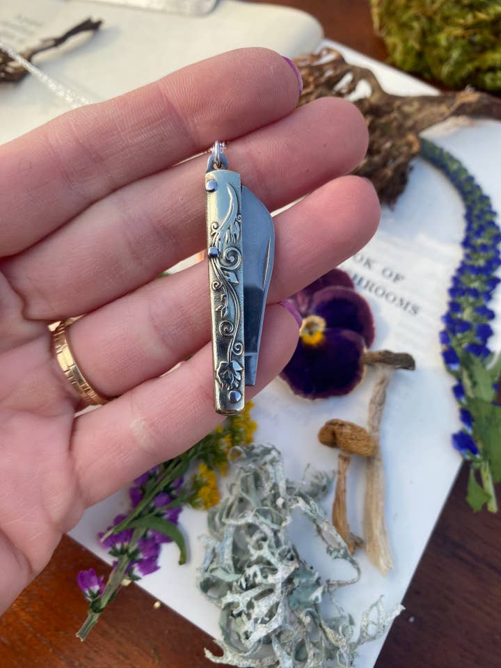 Foraging Knife Necklace for wholesale by Brass Botanica