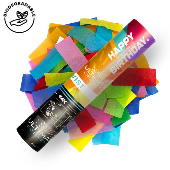 Tillykke med fødselsdagen - Håndholdt konfetti POP-kanon (12") for engroshandel hos Ultimate Confetti