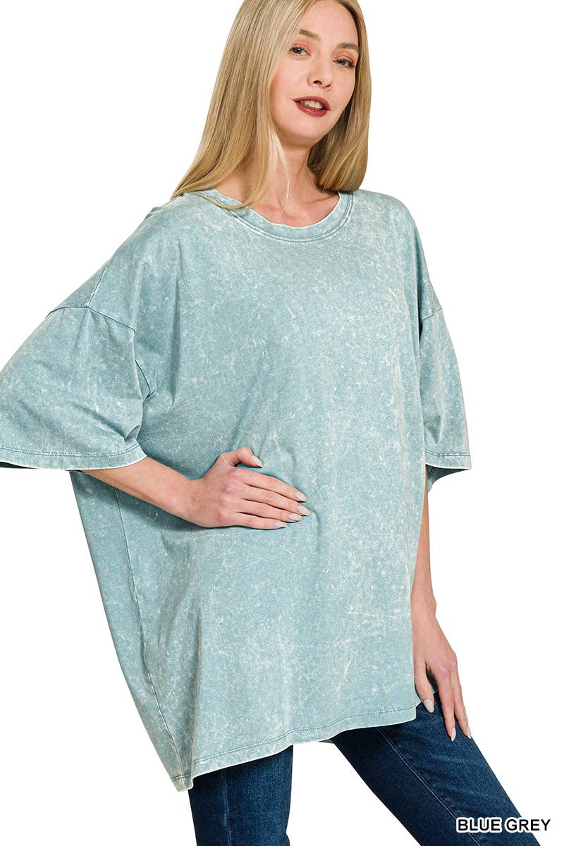 42POPS - Wholesale Knit Top - Women's - `.Acid Wash Cotton Oversized Tee8