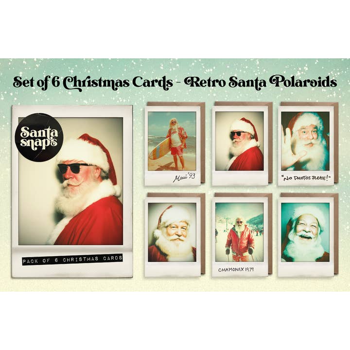 Bonne Nouvelle - Wholesale Christmas Card - Retro Vintage Santa Polaroid Christmas Card (Multipack of 6)1