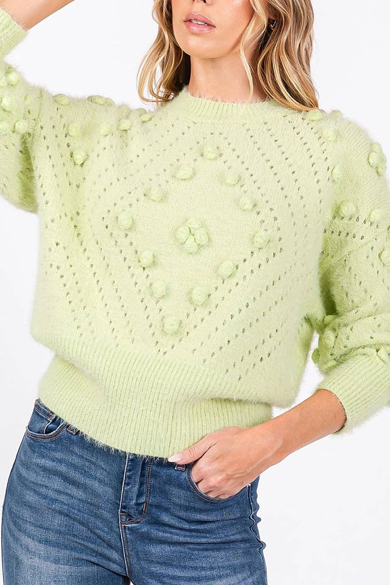 ROUSSEAU - Wholesale Knit Sweater - Women's - MOHAIR POM POM LONG SLEEVES SWEATER0