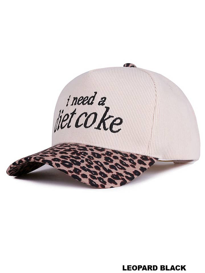 ...1028 I Need A Diet Coke Two Tone Corduroy Cap SI-28986 for wholesale by 42POPS