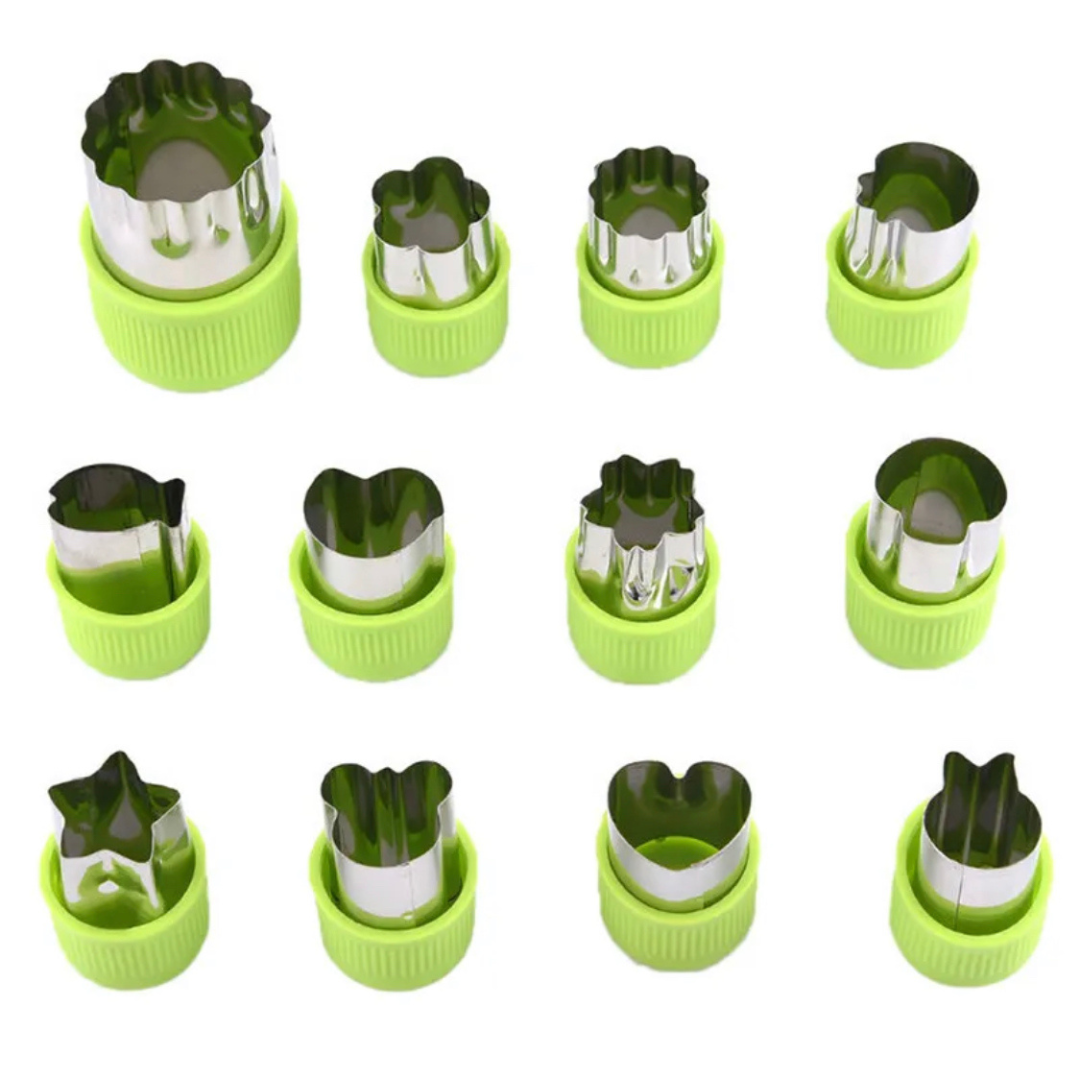 Mum Made Yum - Wholesale Kitchen Tool/Gadget - Fruit & Veggie Cutters - Green - 12 Piece Set0