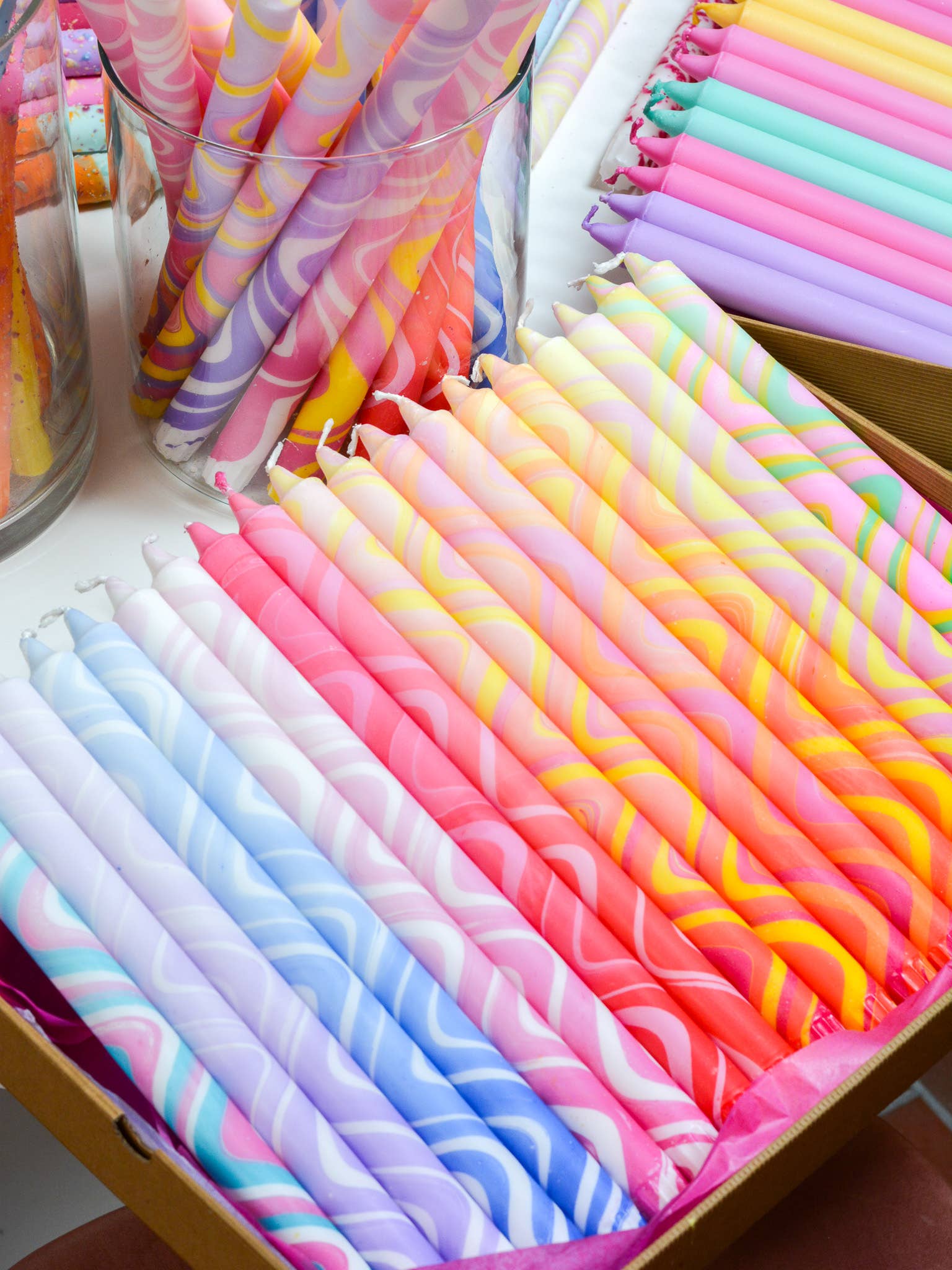 Nordtrice - Wholesale Tapered Candle/Candlestick - Taper candles (Long)- spring marble decorations 35 cm!2