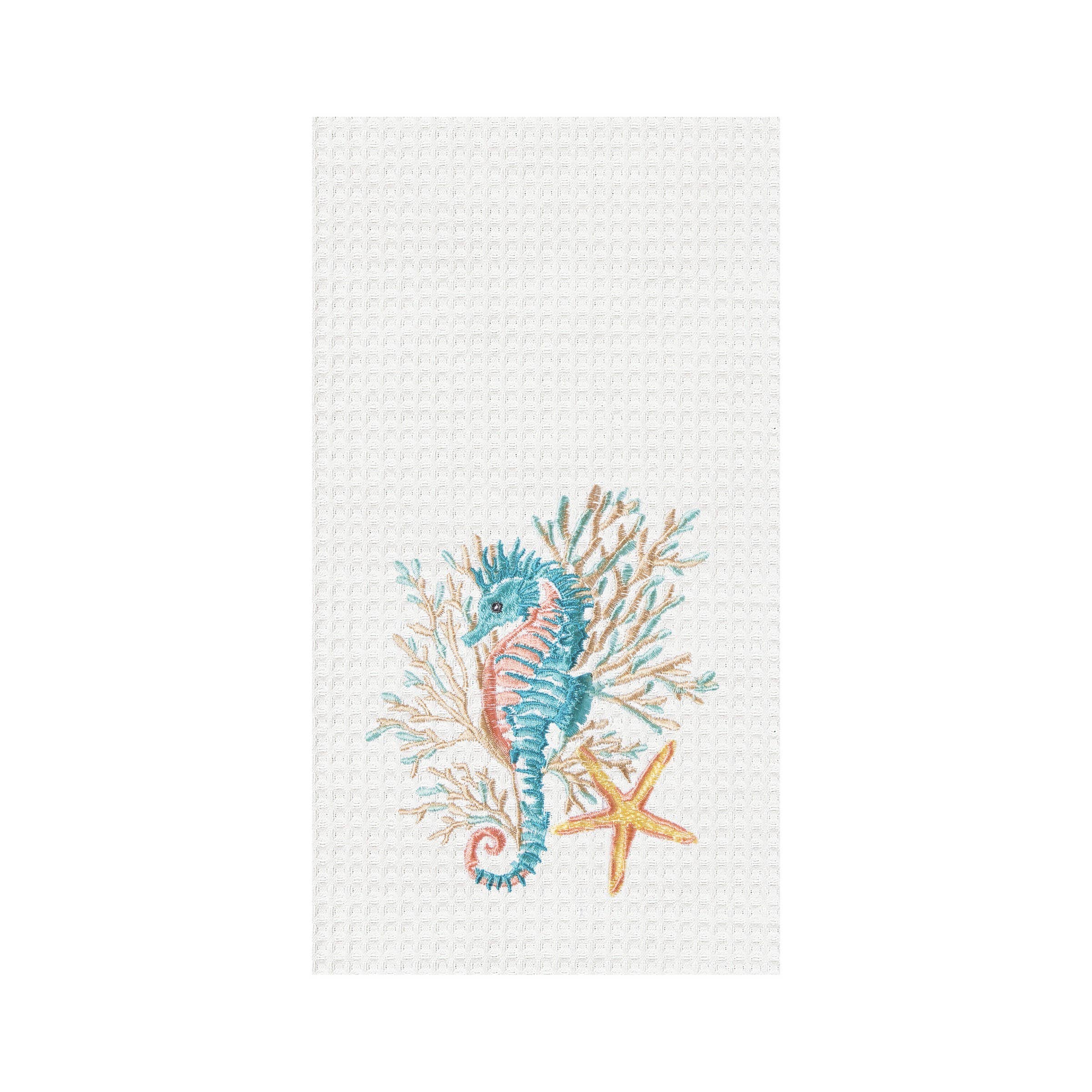 C&F Home - Wholesale Dishcloth - Coastal Seahorse & Coral Kitchen Towel