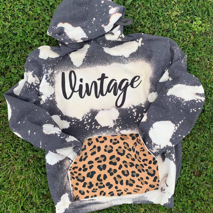 Vintage Leopard Bleached Hoodie for wholesale by Rock-N-Mama