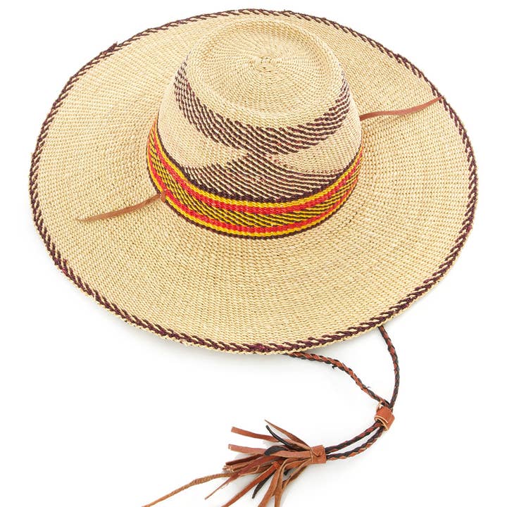 Swahili | AFRICAN MODERN - Wholesale Straw Hat - Unisex - Assorted Ghanaian Straw Sun Hat - Assorted Colors & Designs