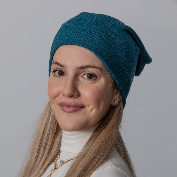 Teal Heathered Knit Beanie for wholesale by VALERI