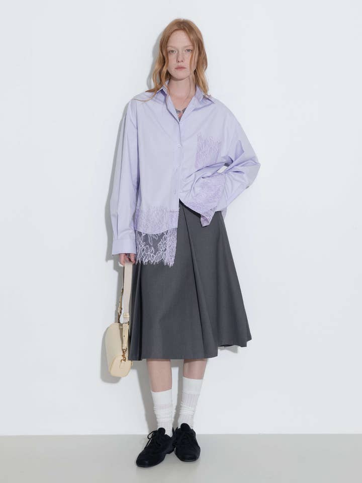 CUBIC – wholesale Buttoned-down shirt – Women's – Lace Panel Shirt15