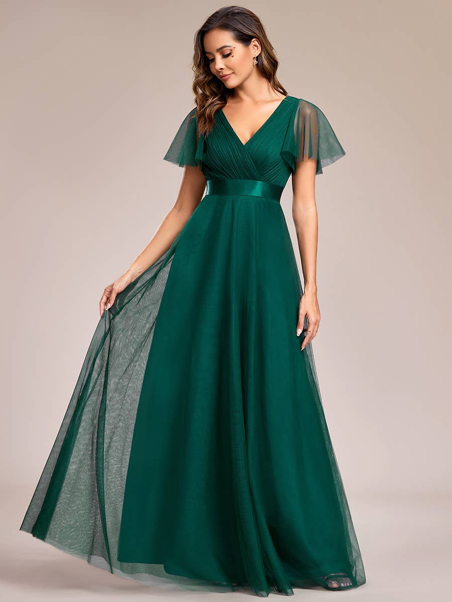 Ever-Pretty - Vente Robe de soirée – femme - Robe de demoiselle d'honneur trapèze à col en V25