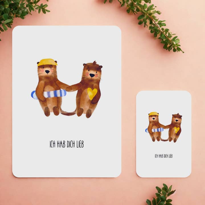 Minikarte - Otter Pärchen Ich hab dich lieb für den Großhandel von One in a Melon