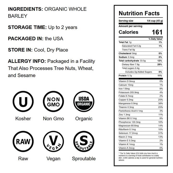 Food To Live – wholesale Fullkornsprodukter – Ekologisk Hel Oskalad Korn - Icke-GMO, 100% Naturlig, Rå2