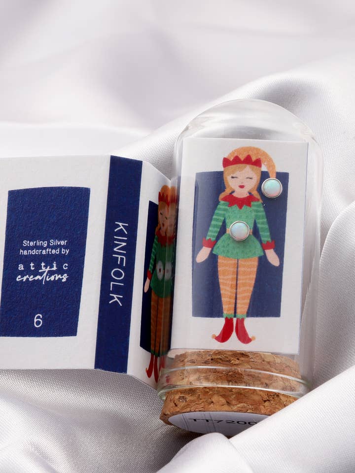 TT72006 KINFOLK Green Elf with Moonstone studs for wholesale by Attic creations