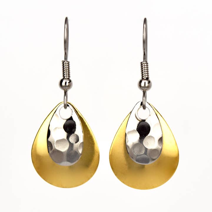 Shiny Gold Silver Tone Earrings Fishing Lure Jewelry for wholesale by Eye Catching Jewelry