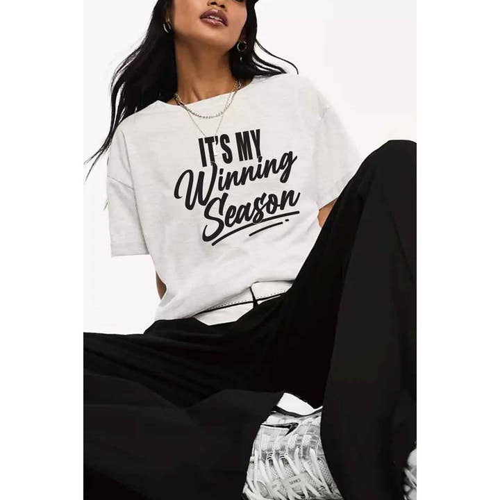 Nobrand - Wholesale Screen Printed T-Shirt - Women's - ITS MY WINNING SEASON WOMEN GRAPHIC TEE