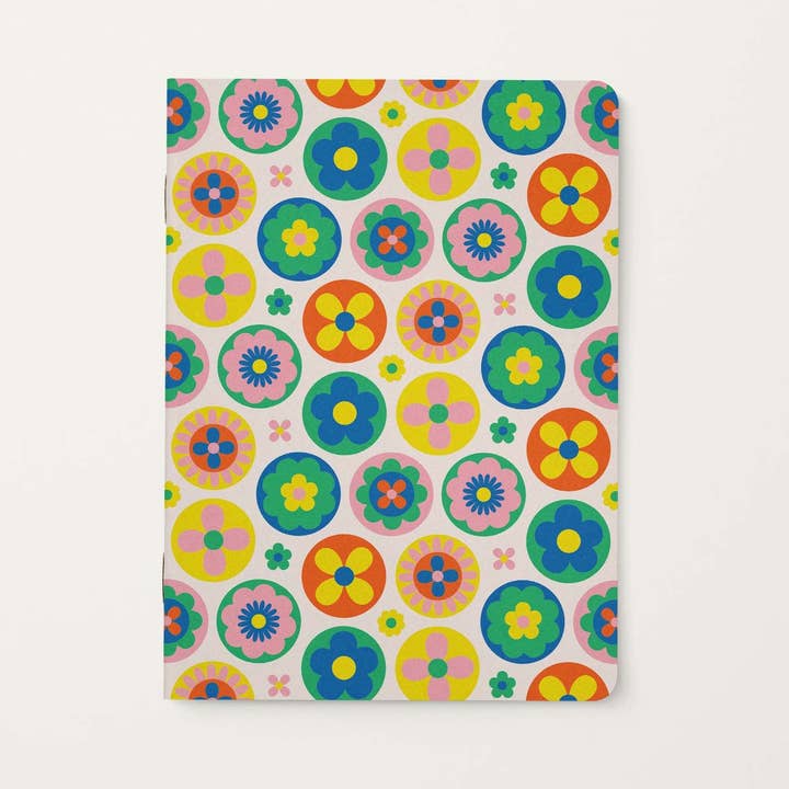 Folk Fleurs 6x8 Retro Floral Softcover Blank Notebook for wholesale by My Darlin'