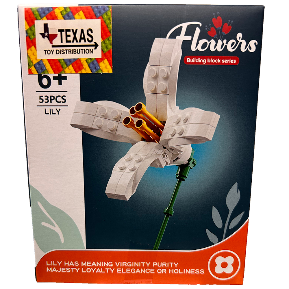 Texas Toy Distribution – wholesale Byggsats - Barn – Byggklossdisplay med blommor, 3 av varje sort1
