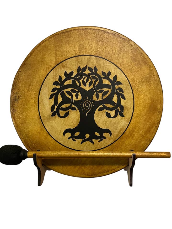 Celtic Tree Shaman Drum w/Display Stand and Carry Bag option for wholesale by inRhythm