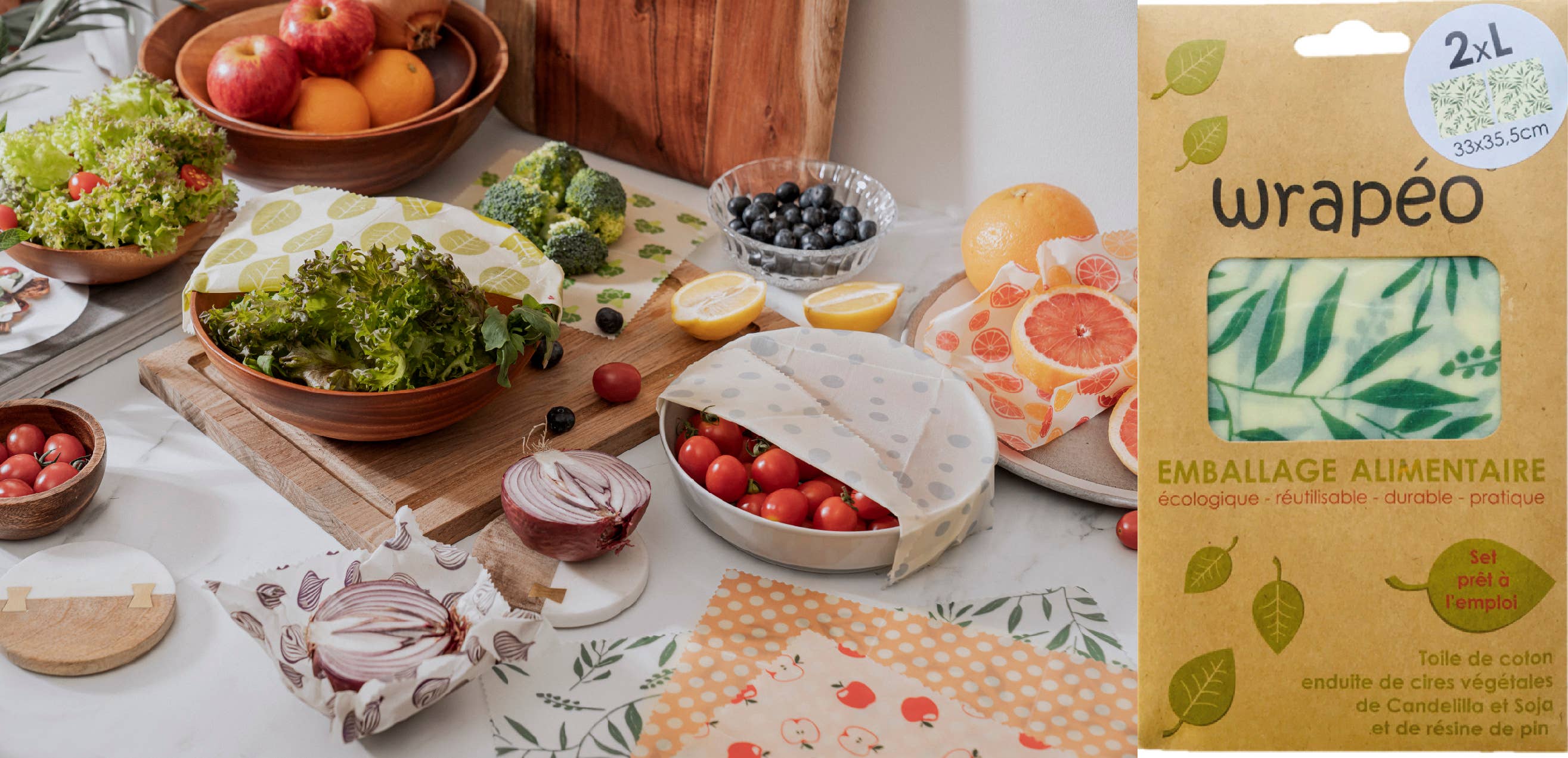 wrapéo - Wholesale Food Storage Wrap/Bag - wrapéo vegetable waxes - set of 2 L - wra0143321
