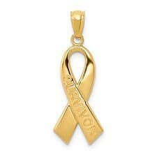 14k Gold Polished SURVIVOR Ribbon Pendant for wholesale by NYMAN JEWELERS