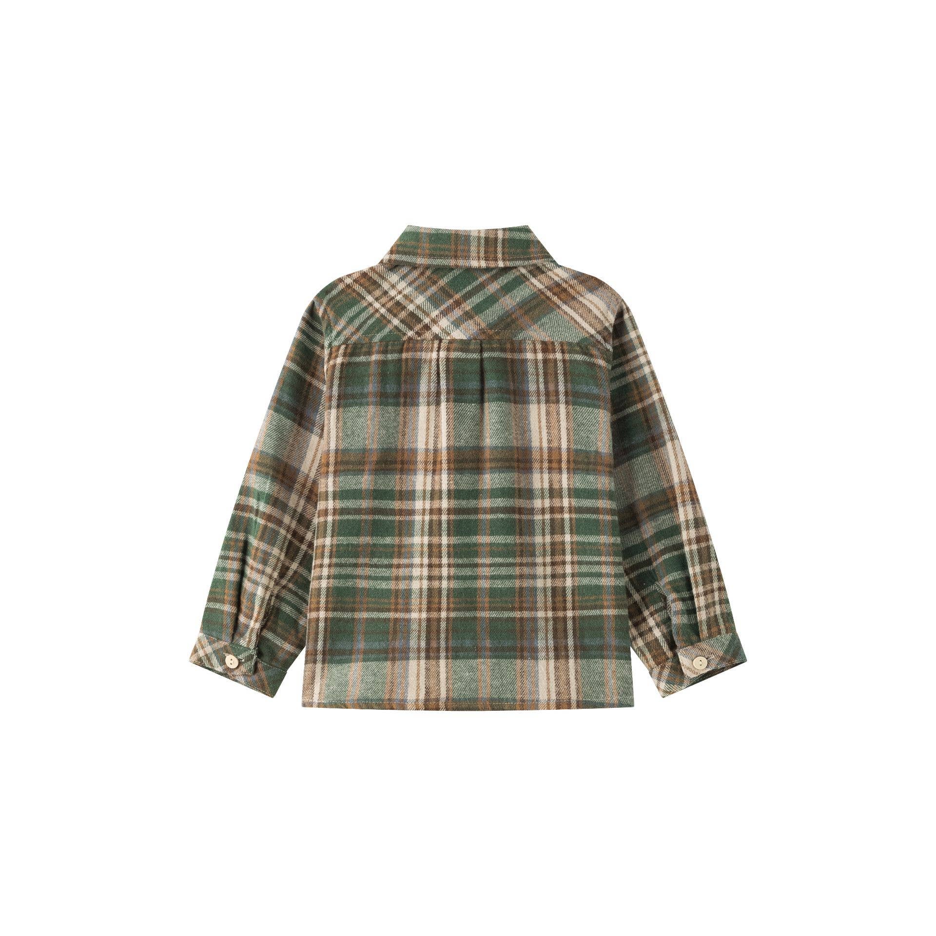 Newness Kids - Wholesale Overhemd met knopen - Kinderen - Babyjongens overhemd met lange mouwen en groen geruit patroon BBI950132
