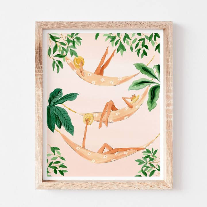 Boho Tropical Girls kunsttryk for engroshandel hos Almeida Illustrations