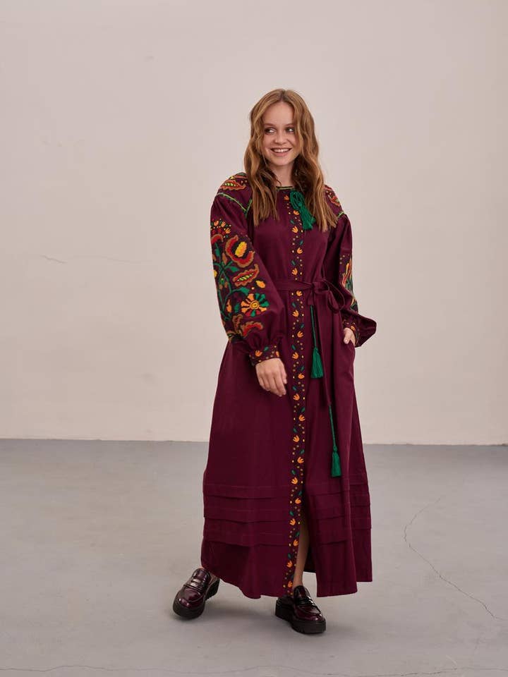 Embroidered Dress Nadia Bordo for wholesale by Handmade Originals Ukraine