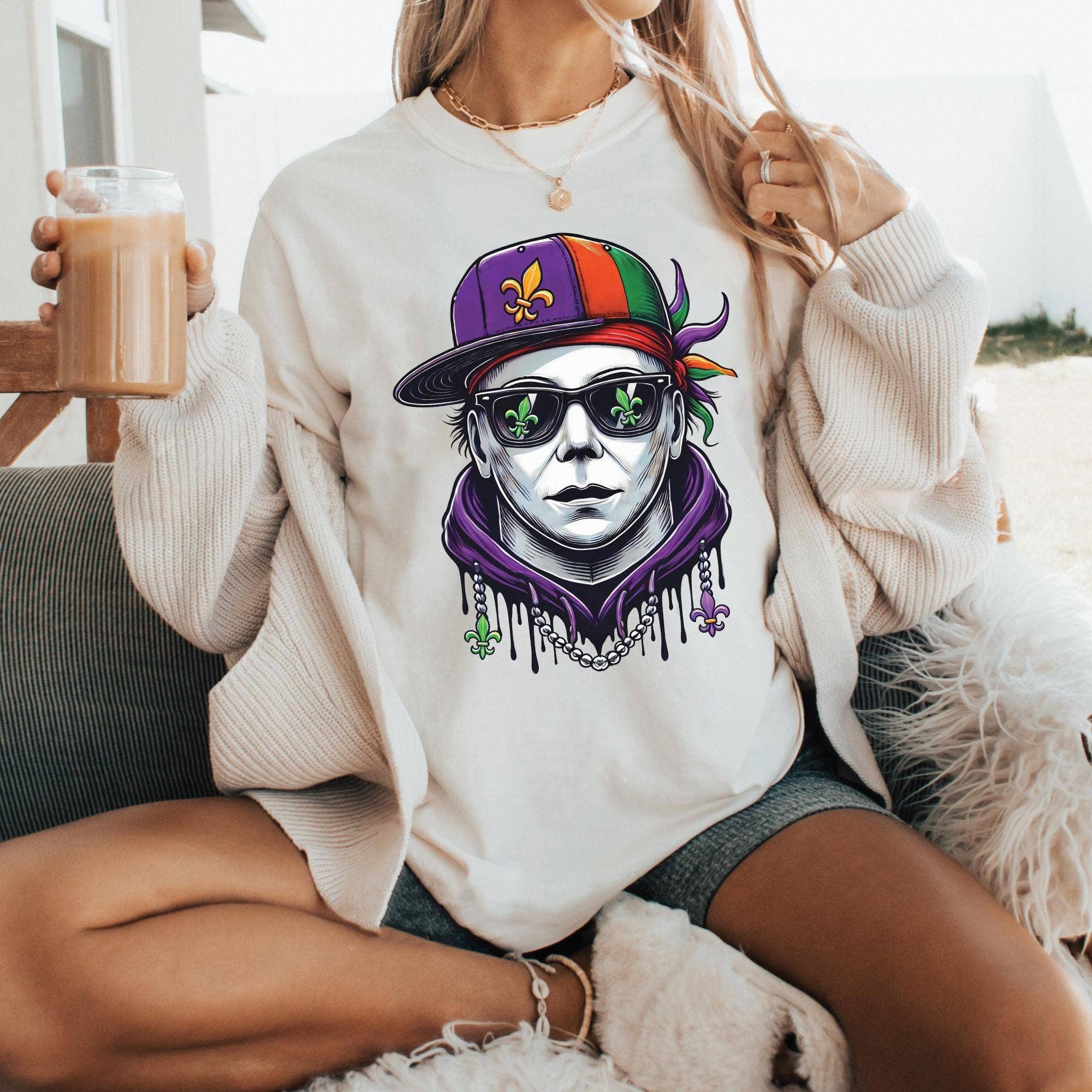 CVH DREAMY LTD – wholesale Graphic sweatshirt – Women’s – Horror Mardi Gras Vibes Shirt, Fleur De Lis Carnival Sweater0