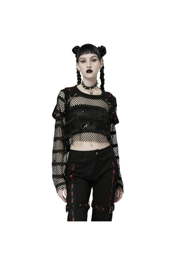Svart WT761 - Punk-lös nät-t-shirt för wholesale på Faire