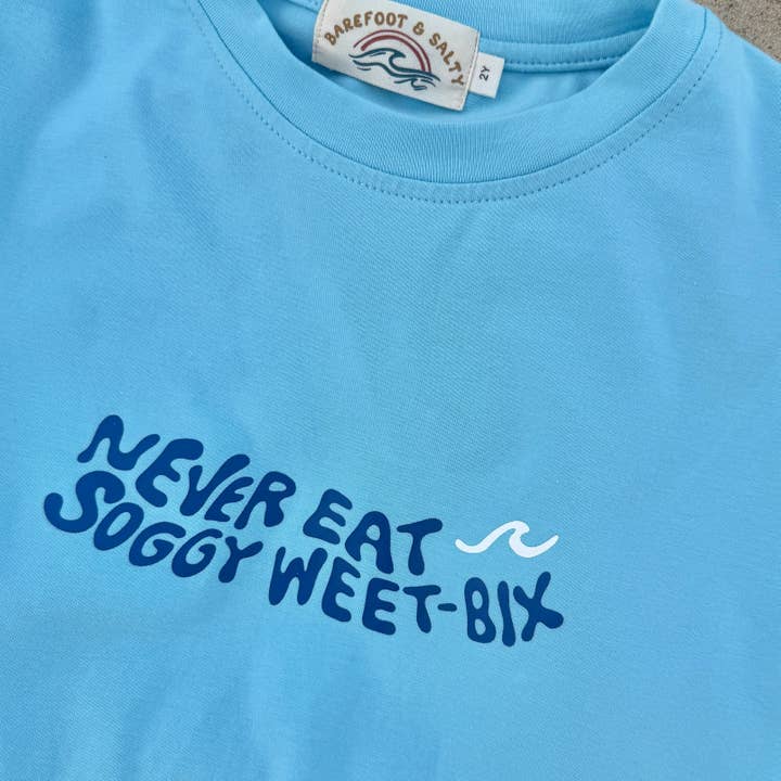 Never Eat Soggy Weet-bix crop tee - adults PREORDER eta 2/1 for wholesale by Barefoot & Salty