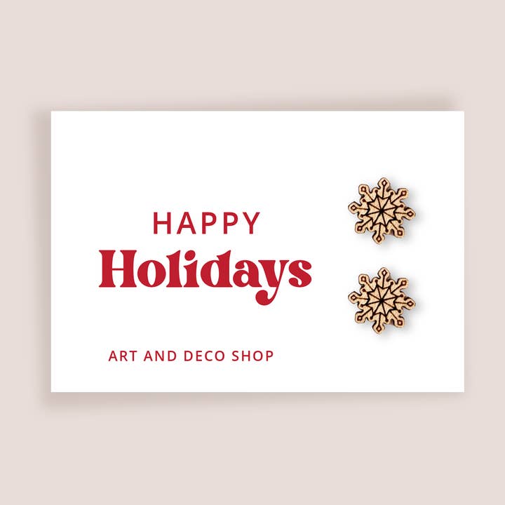 Wood Snowflake Stud Earrings for wholesale by Art and Deco Shop