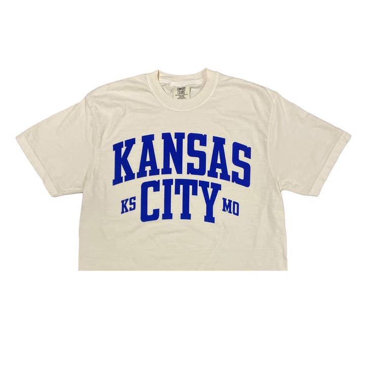 KSMO 2.0 Crop Tee (Ivory/Blue) for wholesale by 1KC