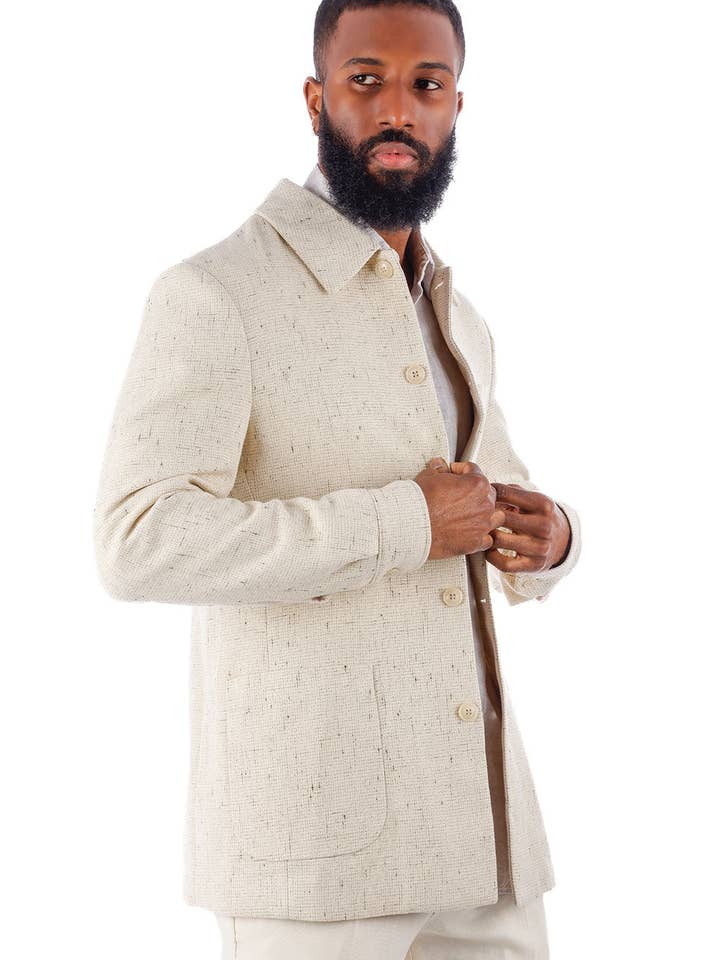 BARABAS - Wholesale Blazer - Men's - Men's Linen Wool Texture Polo Collar Blazer 4BL33