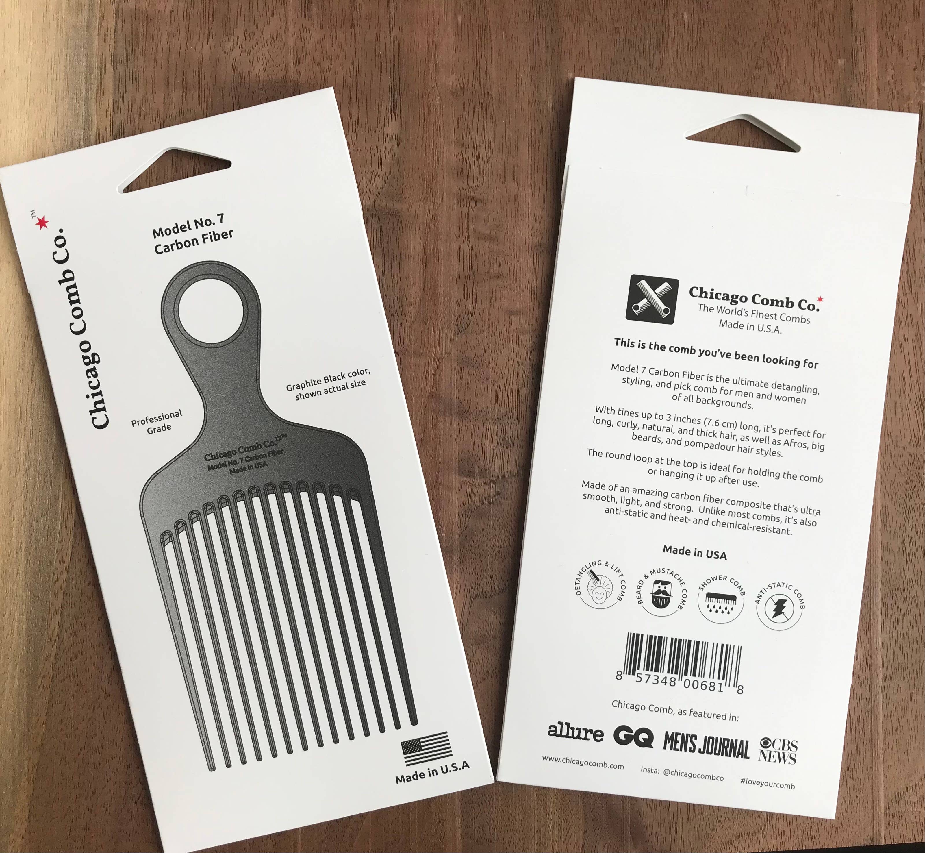 Chicago Comb Co. – wholesale Hair brush/comb – Model No. 7 Carbon Fiber Pick Comb11