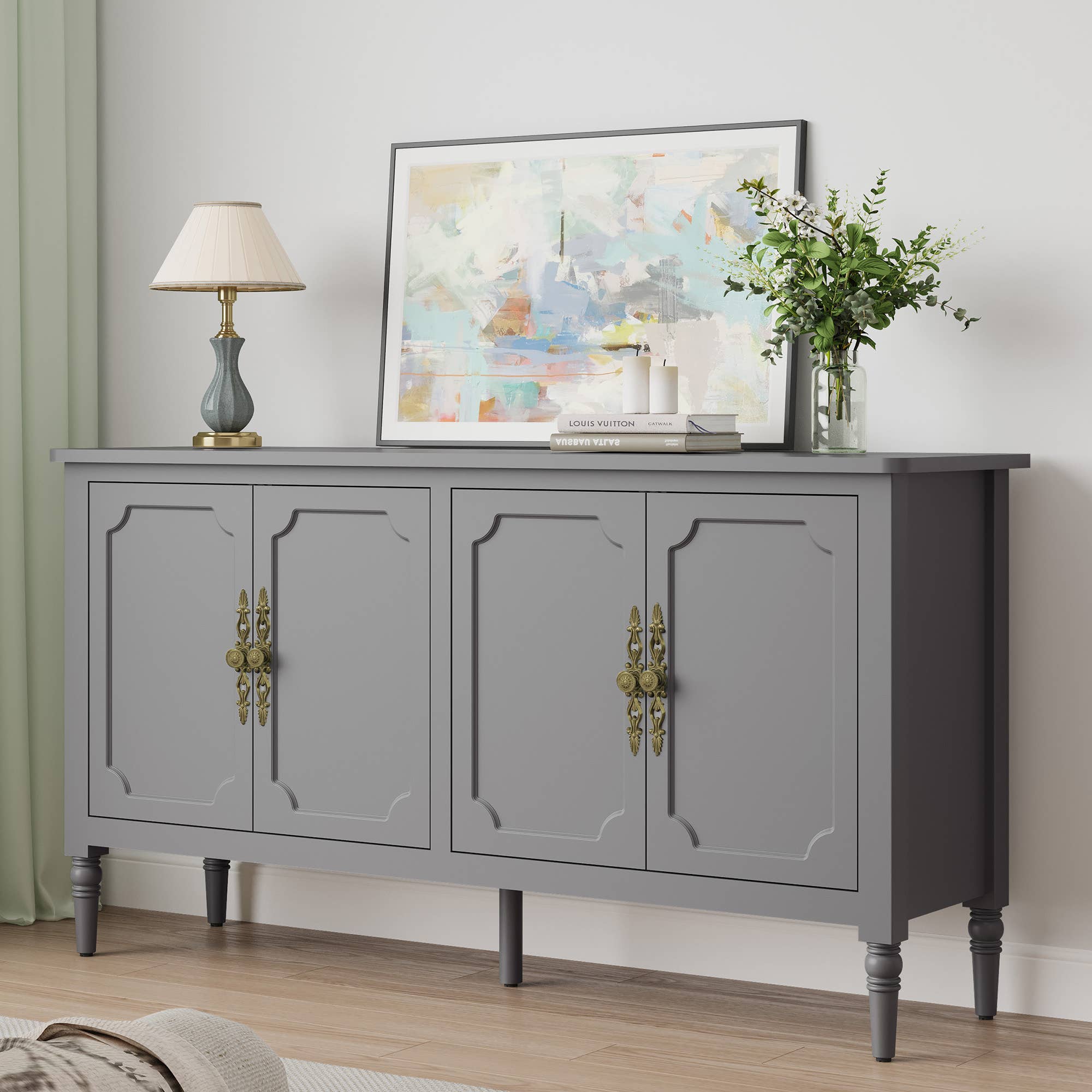 Heynemo - Wholesale Cabinet - Console Cabinet, 47'' Mid Century Modern Pantry Cabinet4