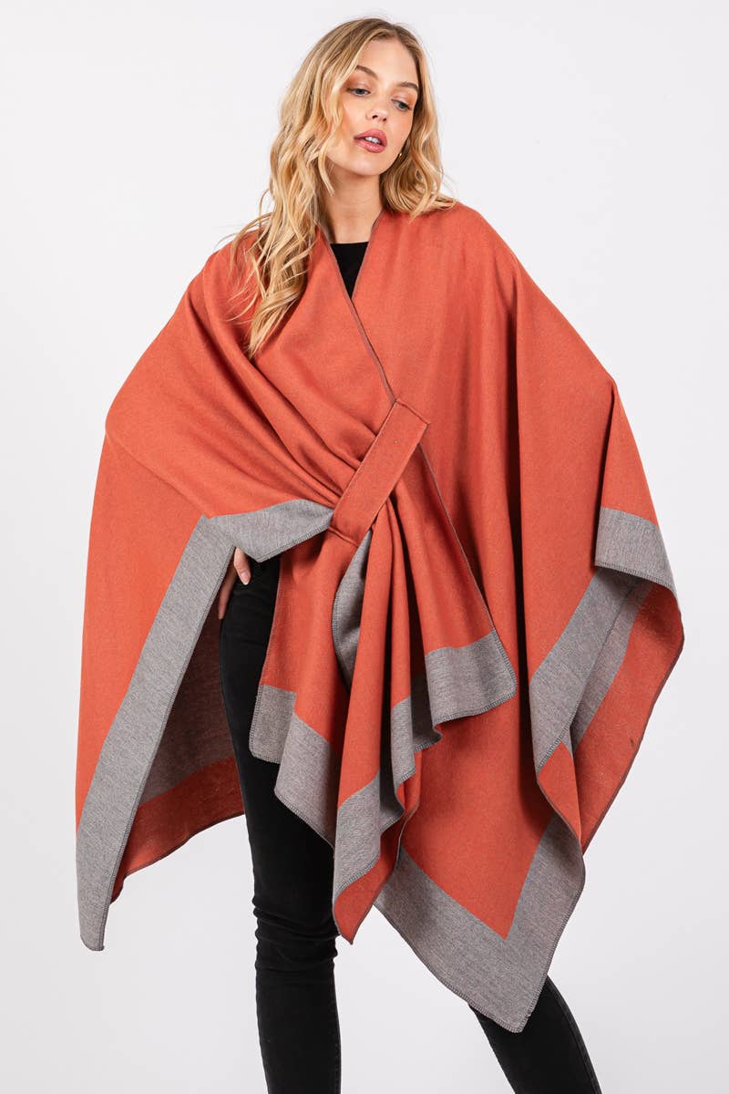 Collections by Fame Accessories - Wholesale Poncho - Dames - Tweekleurige omslagdoek Ruana3