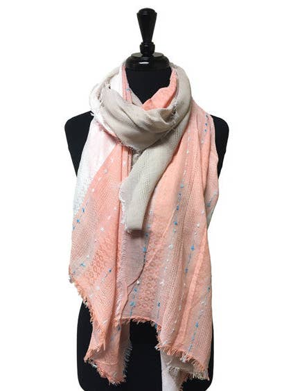 Multicolour Contrast Striped Frayed Edge Lightweight Scarf for wholesale by Juniper Wish