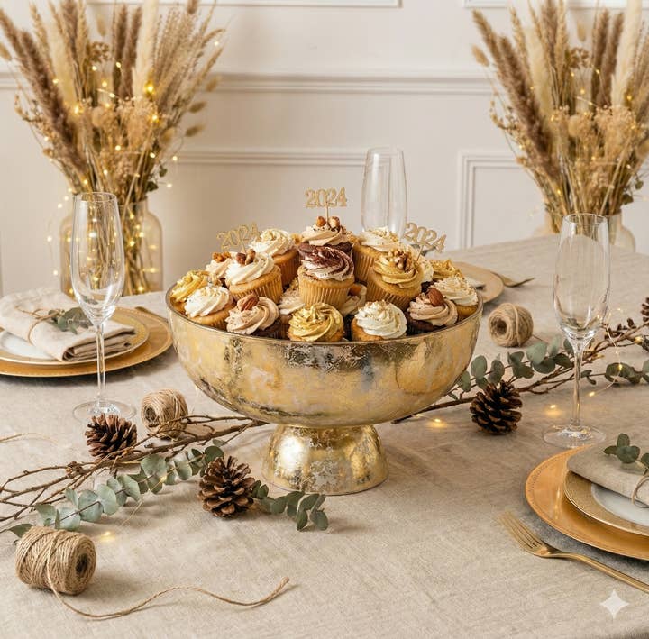 AULICA - Wholesale Fruitmand - Gouden voetbokaal 27x27x9cm1