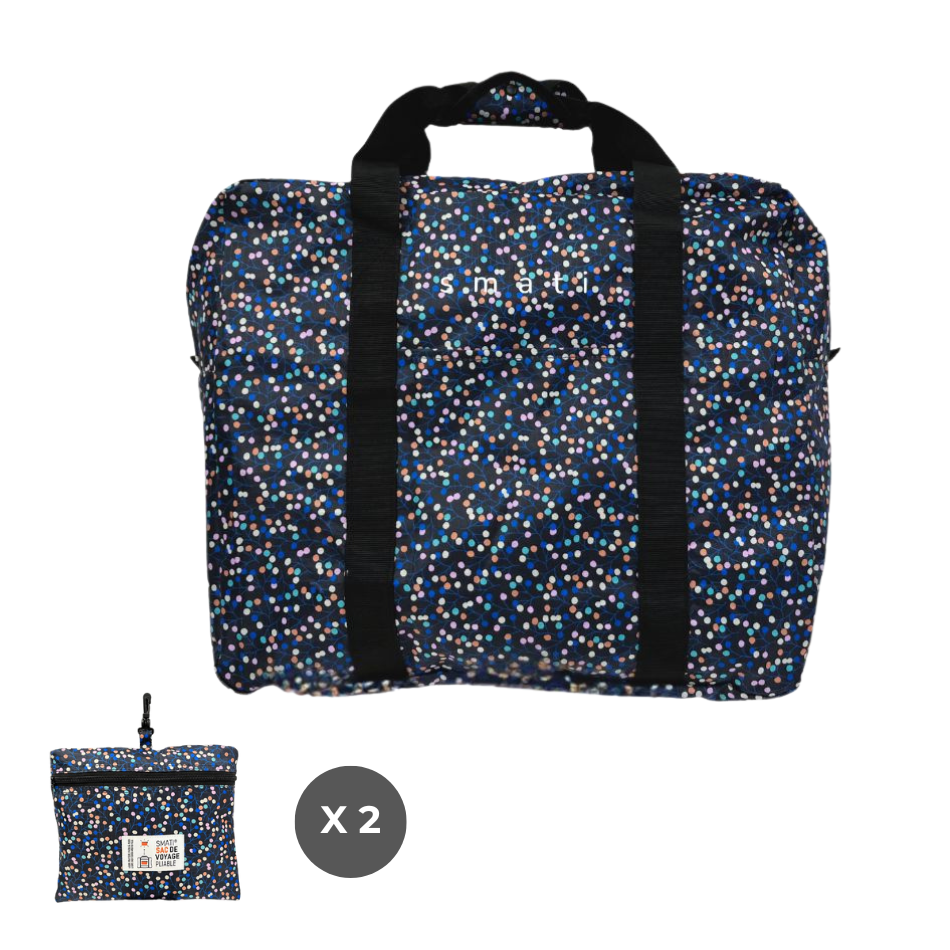 SMATI – wholesale Weekender bag – Unisex – Box of foldable travel bags – 6 assorted designs + POS display2