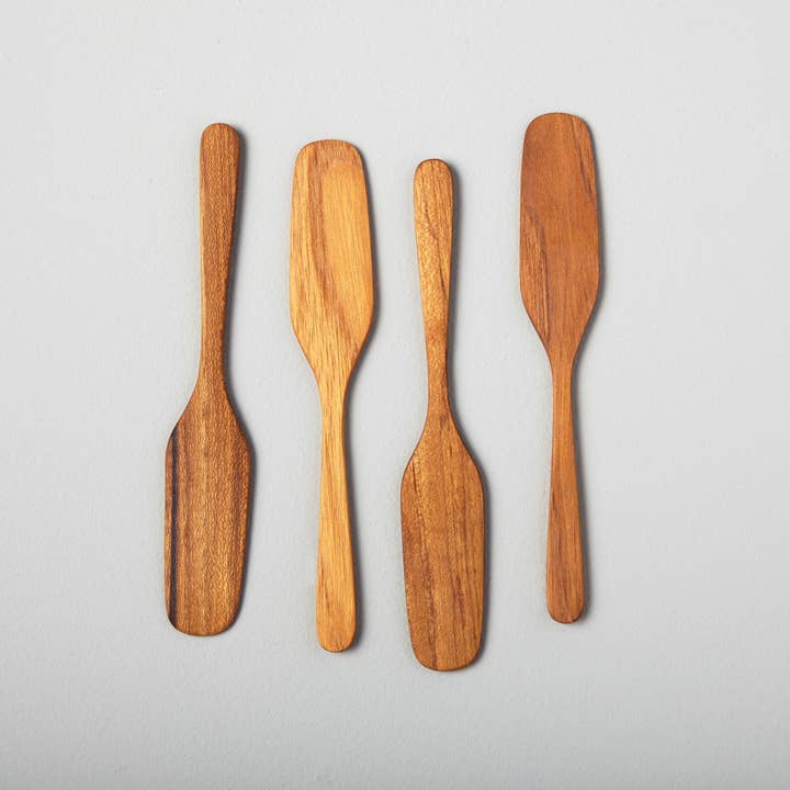 Be Home - Wholesale Cheese Spreader - Teak Oar Shaped Spreaders, Set of 4