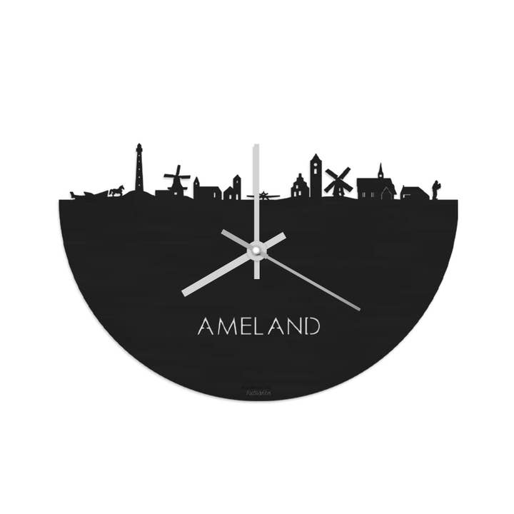 Skyline vægur Ameland sort træ for engroshandel hos WoodWideCities