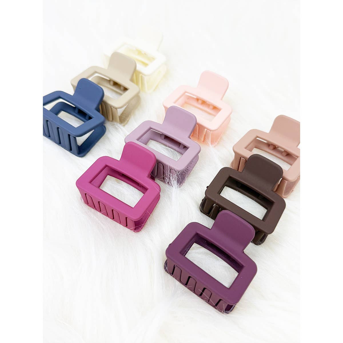 MIX COLOR Mini Rectangle Hair Claw Set for wholesale on Faire0