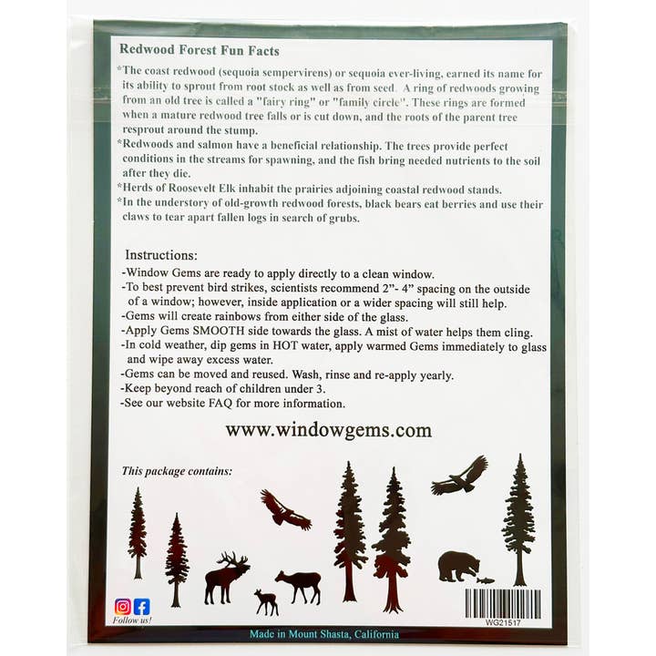 Window Gems - Wholesale Suncatcher - Redwood Mix Window Decals, Save birds from Window Collisions7