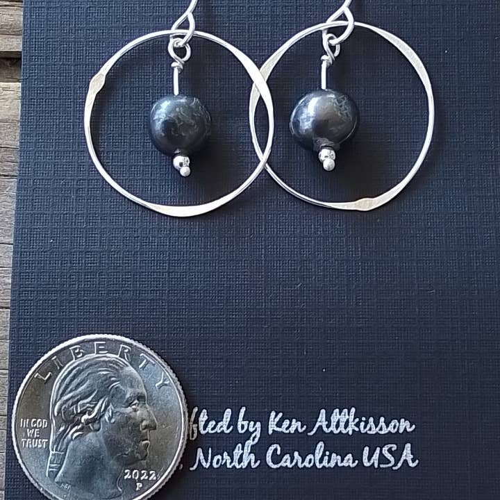 Sterling Silverearrings W/Small Black Pearls for wholesale by Ken’s handcrafted jewelry