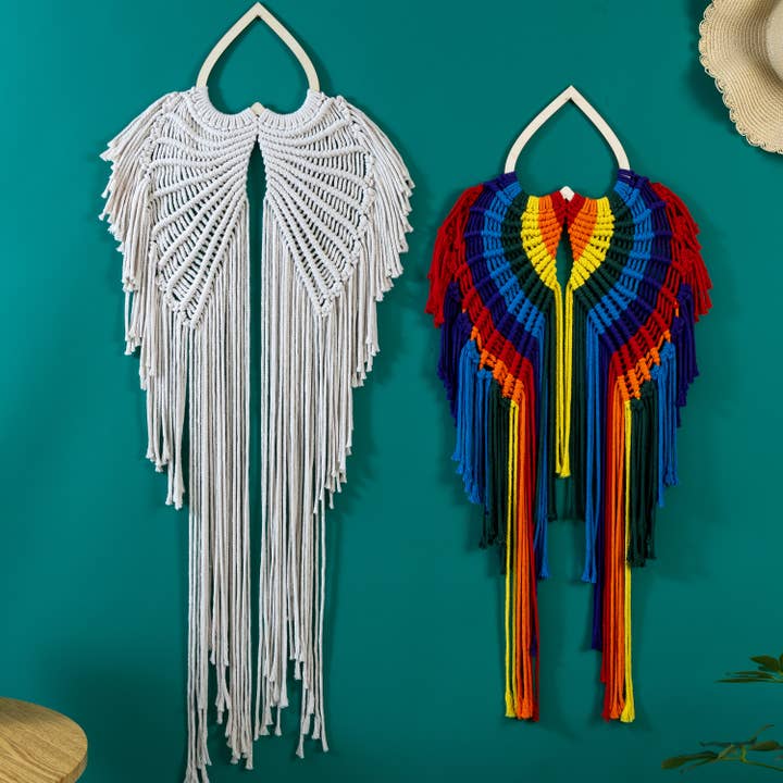 Sparkle Being – wholesale Tapestry/textile – Rainbow Angel Wings - Macrame Wall Hanging Tapestry
