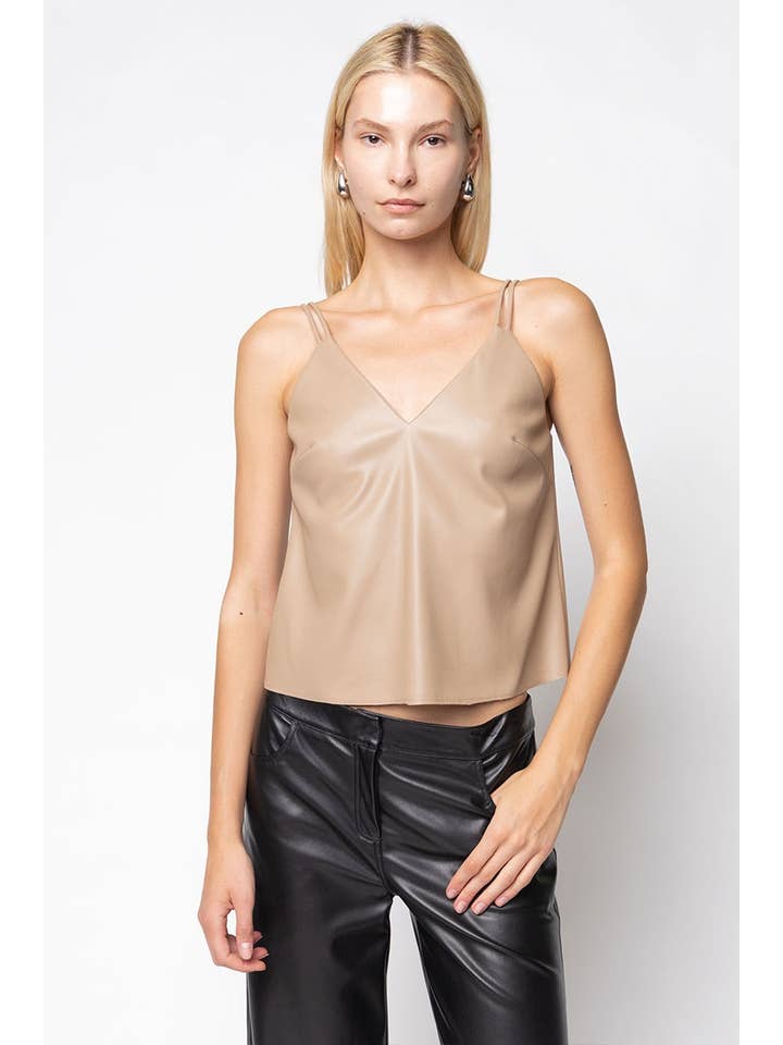 Vegan Leather Raw Edge Cami for wholesale by Naked Zebra