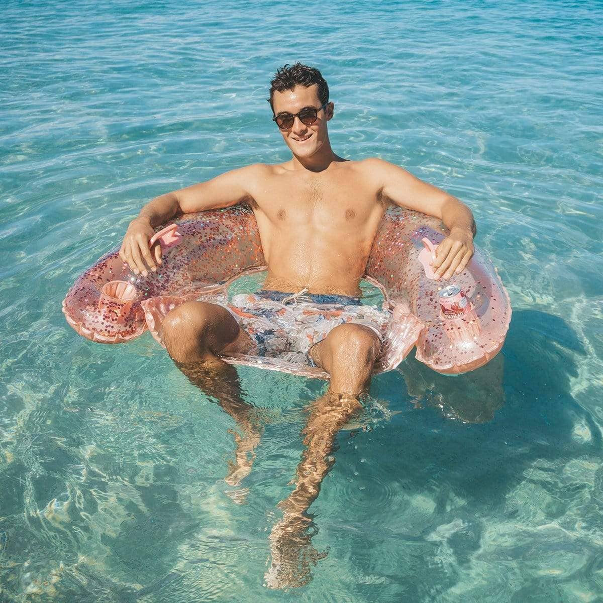 PoolCandy - Vente Jeu gonflable - Chaise de soleil gonflable Rose Gold Glitter Jumbo Size PoolCandy4