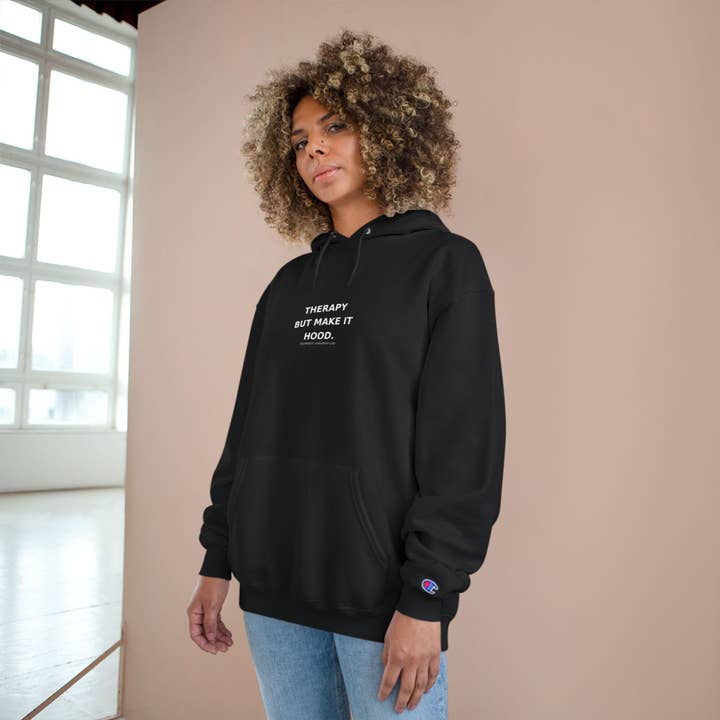 Sweat à capuche Champion® – « Thérapie mais en mode street. » | Streetwear minimaliste urbain de luxe | Édition Reeprint® pour la vente par Swearpy