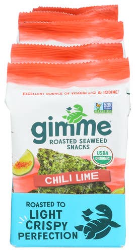 KeHE Distributors, LLC - Vente Encas soufflé - Gimme Organic® Snacks d'algues grillées Chili Lime 0,35 oz0