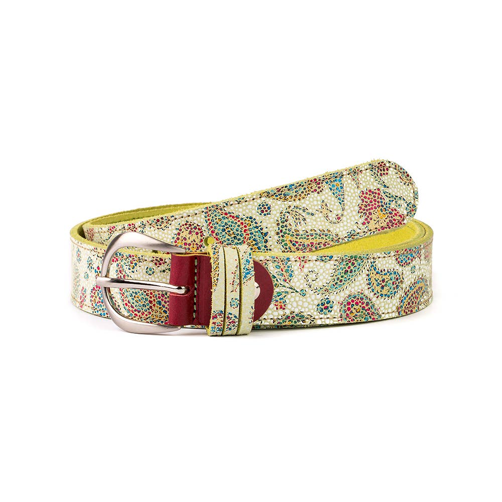 VALTICO - Wholesale Belt - Women's - Colourful leather tapestry belt with floral print.5